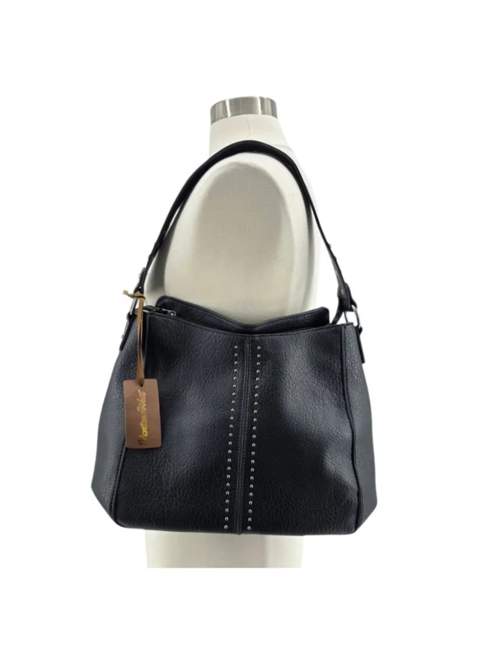 NEW Montana West Hobo Bag Faux Vegan Leather Black Studded Western Boho Purse